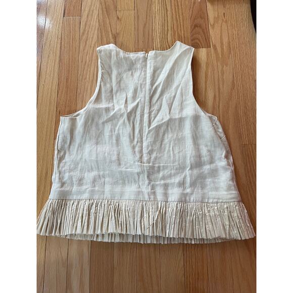 J. Crew Factory Beige Sleeveless Blouse with Pleated Hem - Picture 3 of 4